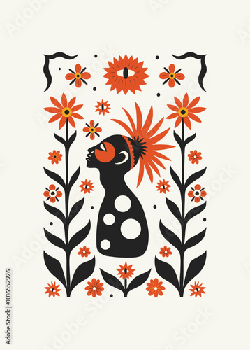 Abstract folk nordic art posters template. Modern trendy minimal style. Hand drawn design for wallpaper, wall decor, print, postcard, cover, template, banner.