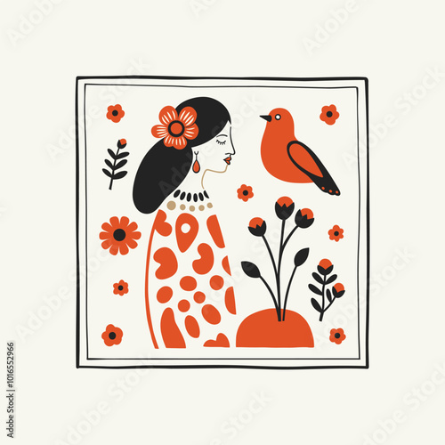 Abstract folk nordic art posters template. Modern trendy minimal style. Hand drawn design for wallpaper, wall decor, print, postcard, cover, template, banner.