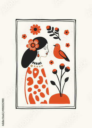 Abstract folk nordic art posters template. Modern trendy minimal style. Hand drawn design for wallpaper, wall decor, print, postcard, cover, template, banner.