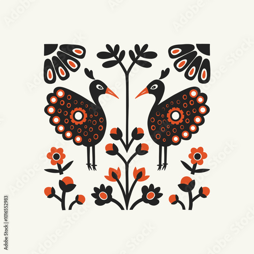 Abstract folk nordic art posters template. Modern trendy minimal style. Hand drawn design for wallpaper, wall decor, print, postcard, cover, template, banner.