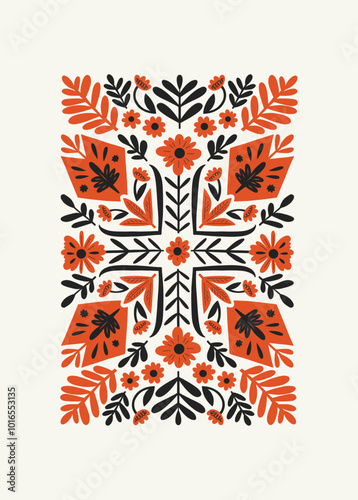 Abstract folk nordic art posters template. Modern trendy minimal style. Hand drawn design for wallpaper, wall decor, print, postcard, cover, template, banner.