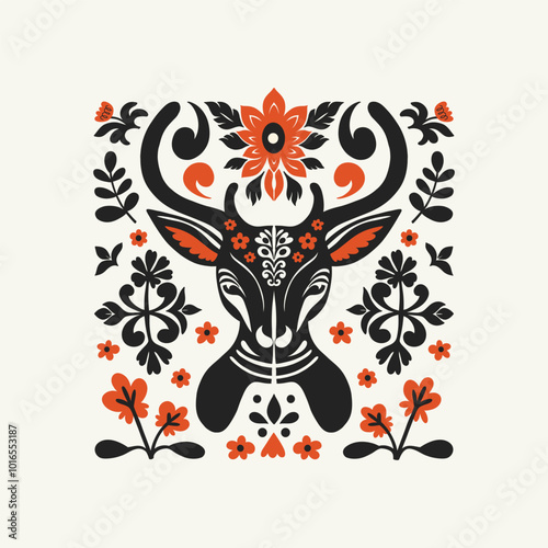 Abstract folk nordic art posters template. Modern trendy minimal style. Hand drawn design for wallpaper, wall decor, print, postcard, cover, template, banner.