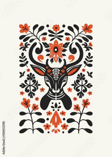 Abstract folk nordic art posters template. Modern trendy minimal style. Hand drawn design for wallpaper, wall decor, print, postcard, cover, template, banner.