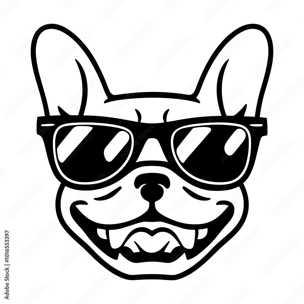 White French Bulldog with Sunglasses White French Bulldog with Sunglasses