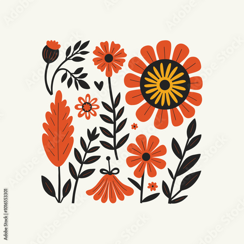 Abstract folk nordic art posters template. Modern trendy minimal style. Hand drawn design for wallpaper, wall decor, print, postcard, cover, template, banner.