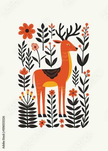 Abstract folk nordic art posters template. Modern trendy minimal style. Hand drawn design for wallpaper, wall decor, print, postcard, cover, template, banner.
