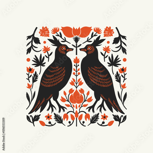 Abstract folk nordic art posters template. Modern trendy minimal style. Hand drawn design for wallpaper, wall decor, print, postcard, cover, template, banner.