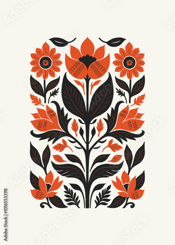 Abstract folk nordic art posters template. Modern trendy minimal style. Hand drawn design for wallpaper, wall decor, print, postcard, cover, template, banner.