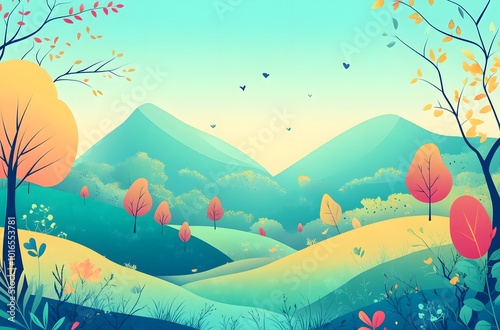 landscape with trees and mountains