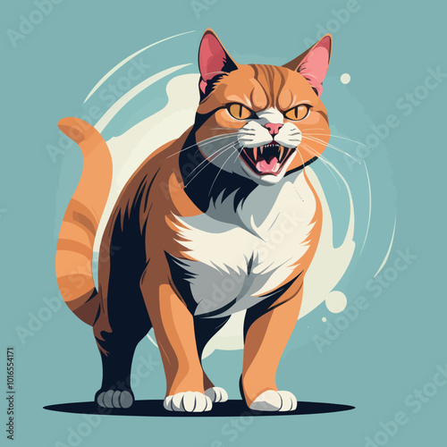 aggressive cat, cat aggression, fierce feline, wild cat vector, angry cat illustration, hostile cat design, cat in attack mode, playful cat vector, feline predator, cat snarling vector, cartoon aggres