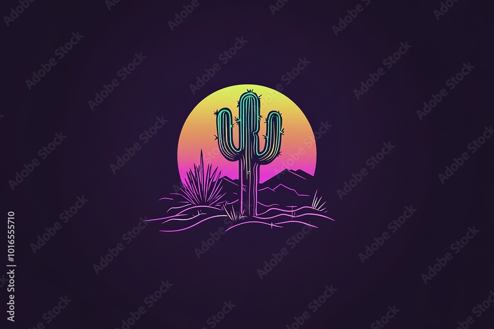 Minimalistic design with neon cactus and skull, graphics, simple shapes, black background, outline art style, digital illustration, flat colors Minimalistic design with neon cactus and skull, graphics, simple shapes, black background, outline art style, digital illustration, flat colors