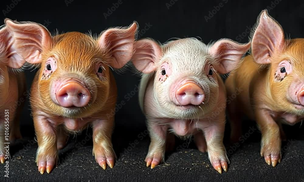 Four Piglets Looking at Camera Four Piglets Looking at Camera