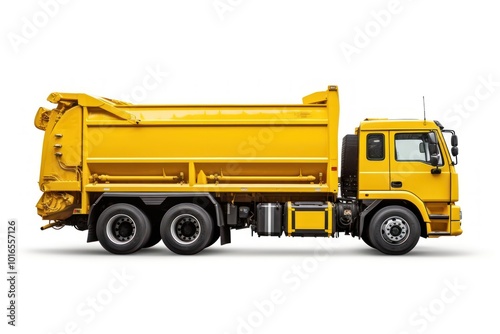 Garbage truck vehicle white background transportation.