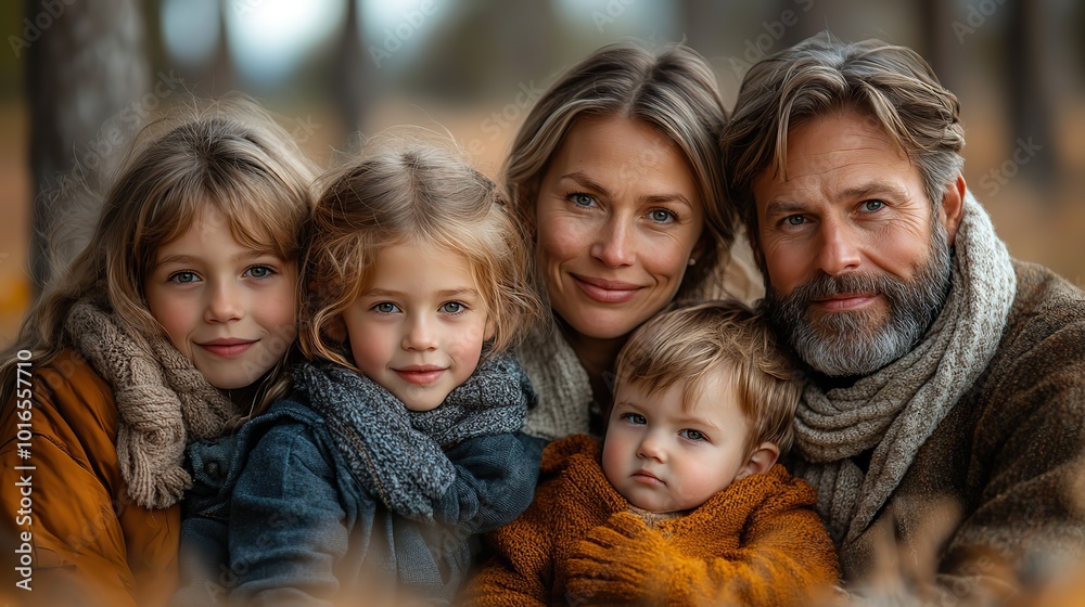 portrait of big happy family,kids in a forest.create by F.a portrait of big happy family,kids in a forest.create by F.a