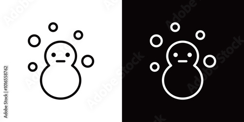 雪だるまのシンプルなラインアイコン