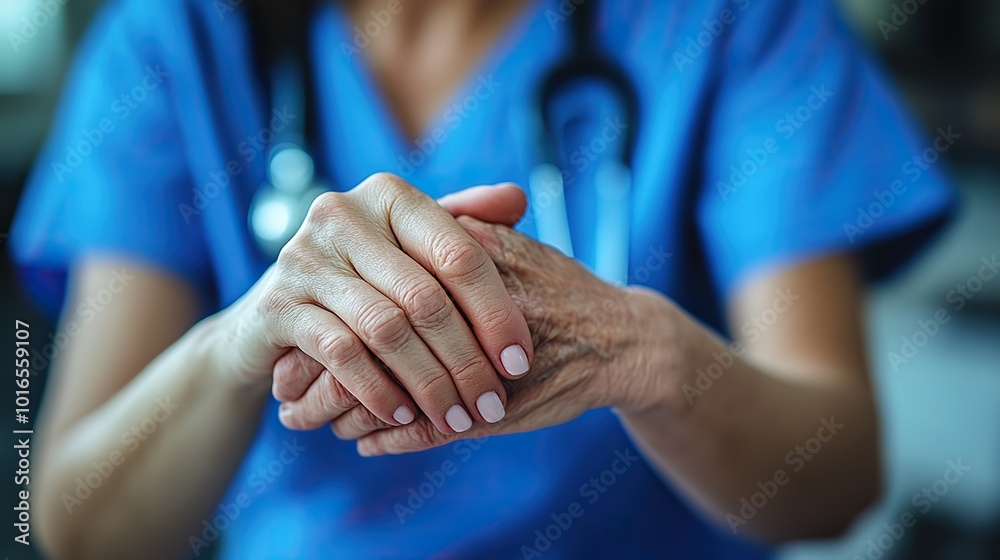 portrait of nurse holding hand to senior client.stock image portrait of nurse holding hand to senior client.stock image