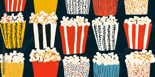Abstract Bright Circus Poster. Retro Vintage Popcorn