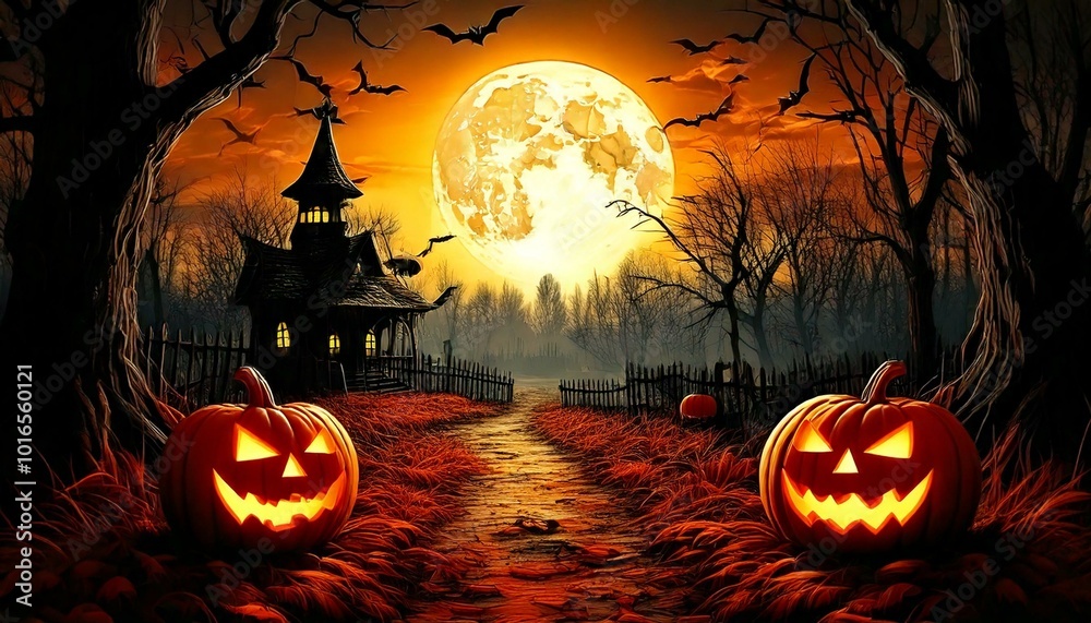 halloween background with pumpkins