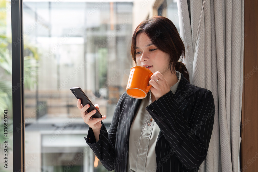 Professional Businesswoman Communicating with Customers via Telephone in Modern Office Setting Professional Businesswoman Communicating with Customers via Telephone in Modern Office Setting