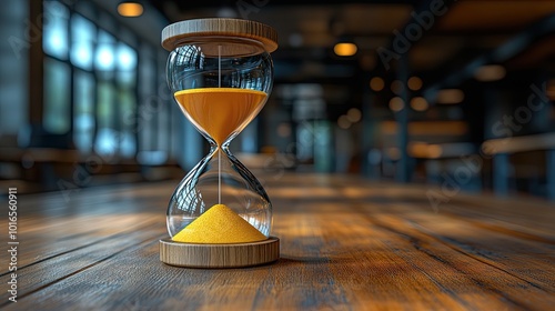 pressure as a critical business deadline approaches in a bustling corporate environment hourglass and sand clock.create by F.a photo