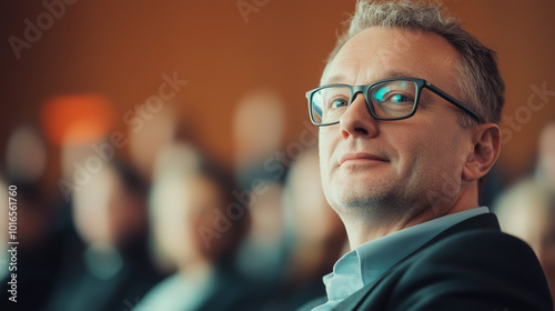 Confident Businessman at a Corporate Seminar