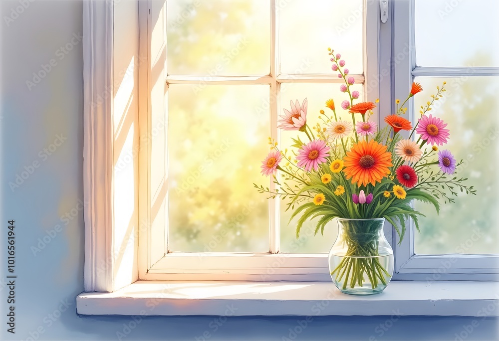 Bright interior of the room with window on the blurred autumn courtyard background. Golden autumn landscape in white window with autumn flowers. Home and garden, fall concept.
Bright interior of the room with window on the blurred autumn courtyard background. Golden autumn landscape in white window with autumn flowers. Home and garden, fall concept.