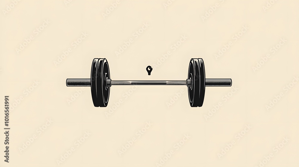 Fitness club logo with a minimalistic gym equipment illustration Fitness club logo with a minimalistic gym equipment illustration