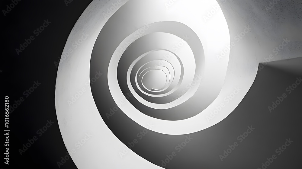 A minimalist black and white spiral, slowly expanding outward.
A minimalist black and white spiral, slowly expanding outward.