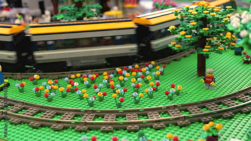 closeup scene of train station diorama closeup scene of train station diorama