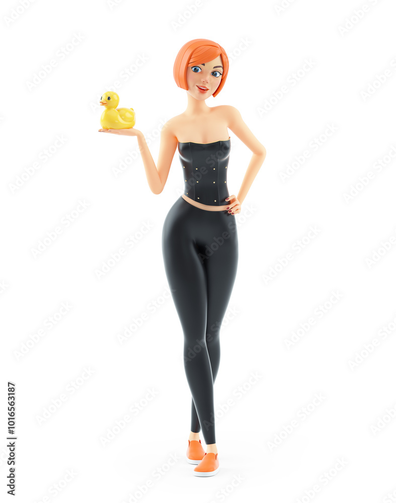 3d sexy girl holding a rubber duck 3d sexy girl holding a rubber duck
