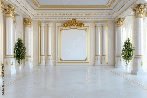 Majestic Ceremonial Banner Design with Ornate Decorative Elements and Blank Title Space