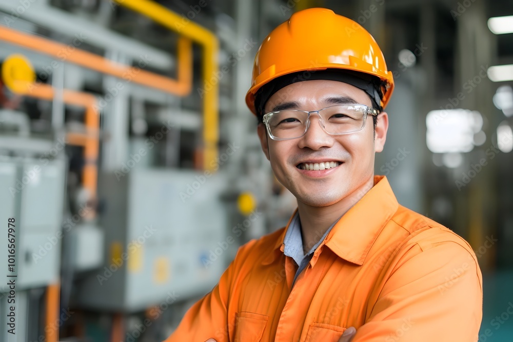 Happy Clean Energy Technology Worker Proudly Monitoring Efficient Renewable Energy Facility Happy Clean Energy Technology Worker Proudly Monitoring Efficient Renewable Energy Facility