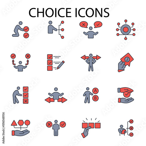 Choice icon set.vector.Editable stroke.linear style sign for use web design,logo.Symbol illustration.