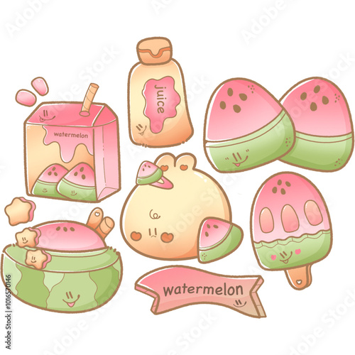 hand draw watermelon pastel