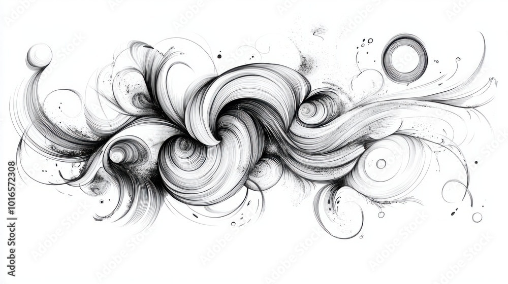 Pencil doodle of random shapes and swirls, rough sketch, isolated on white background Pencil doodle of random shapes and swirls, rough sketch, isolated on white background