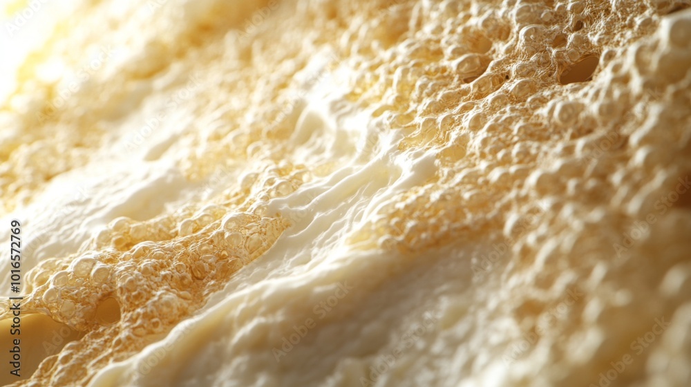 Close-up of Creamy Foam with Golden Bubbles Close-up of Creamy Foam with Golden Bubbles