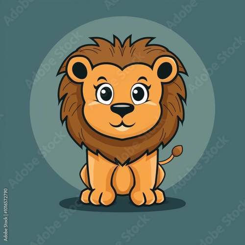 Cute Baby Lion Animal Cartoon Illustration