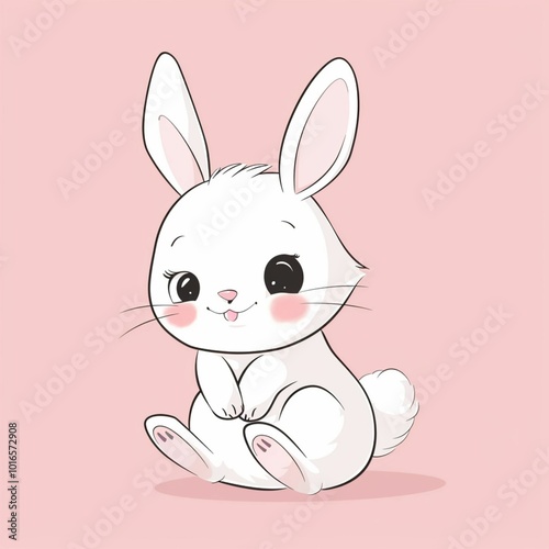 Cute White Rabbit/Bunny Animal Cartoon Illustration