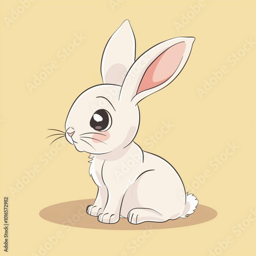 Cute White Rabbit/Bunny Animal Cartoon Illustration