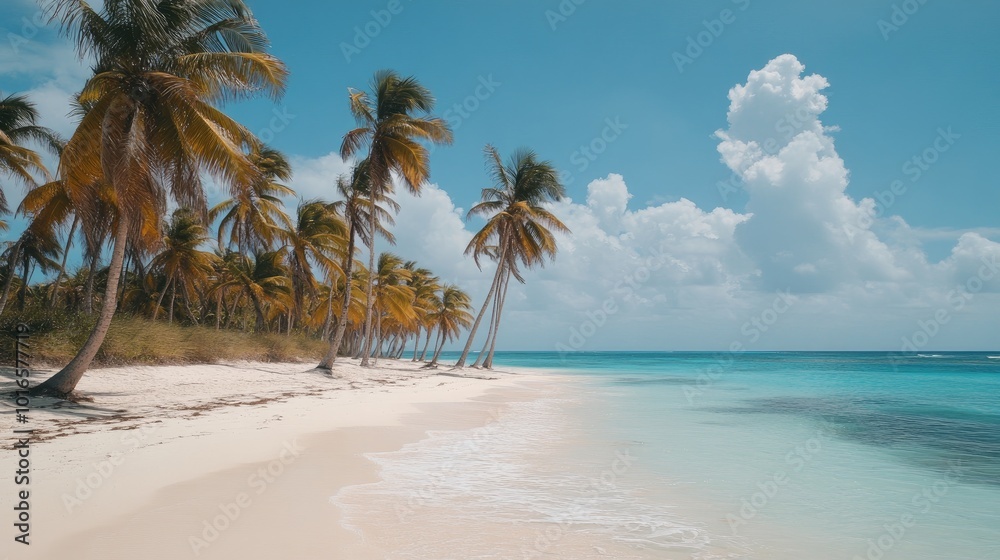 A serene tropical beach background with palm trees swaying over the soft sands, turquoise waters stretching into the horizon. A serene tropical beach background with palm trees swaying over the soft sands, turquoise waters stretching into the horizon.