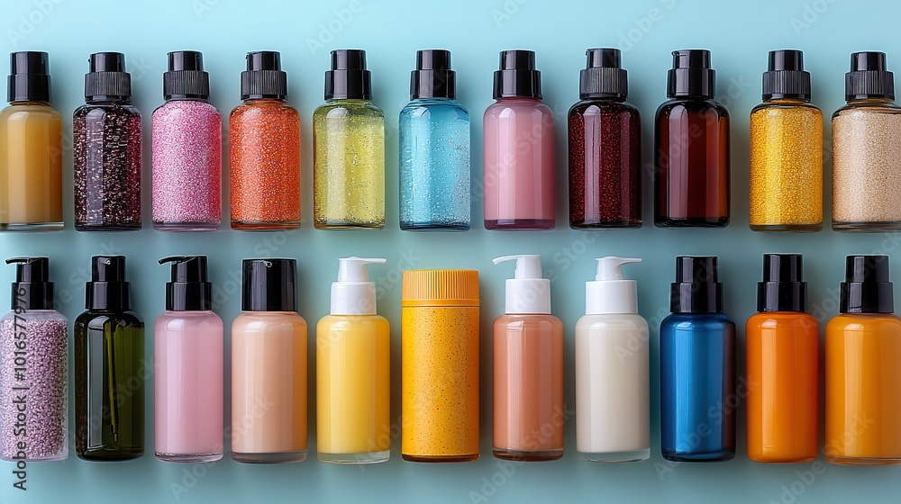 variety of hair treatment products including shampoos conditioners serums and masks arranged neatly against a clean background representing hair care and beauty cosmetics.illustration variety of hair treatment products including shampoos conditioners serums and masks arranged neatly against a clean background representing hair care and beauty cosmetics.illustration