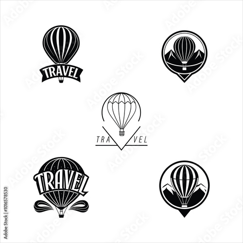 travel hot air ballon logo collection