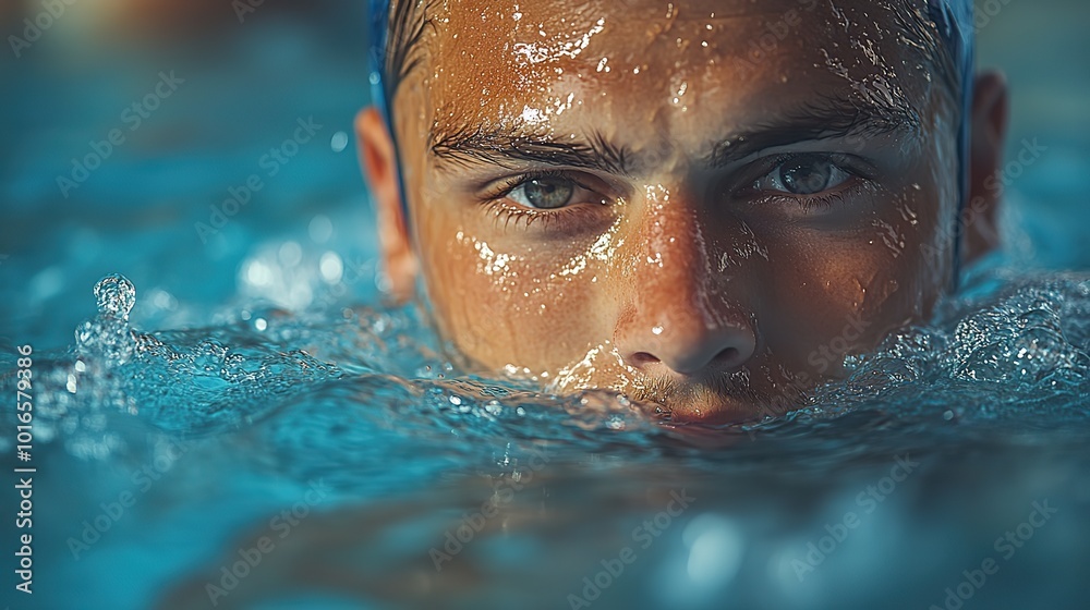 water polo player in a swimming pool.create by F.a water polo player in a swimming pool.create by F.a