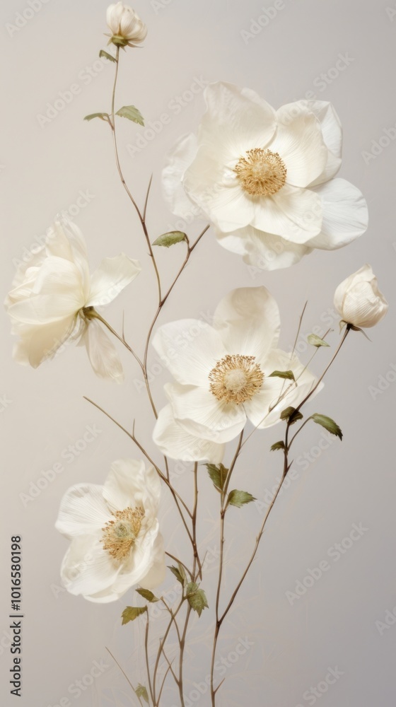 Obraz premium Real pressed white rose flowers blossom petal plant.