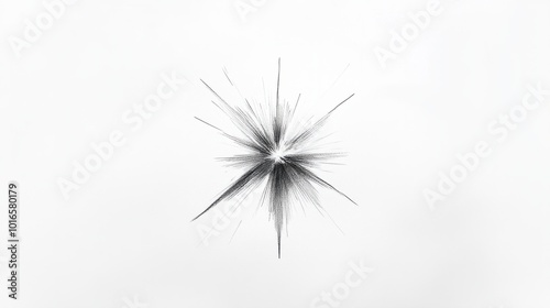Simple pencil sketch of a starburst, isolated on a white background
