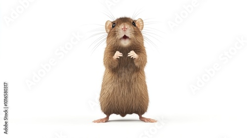 Wallpaper Mural Realistic brown rat standing on its hind legs, with detailed fur and whiskers. Isolated on a white background, ideal for die-cut designs. Torontodigital.ca