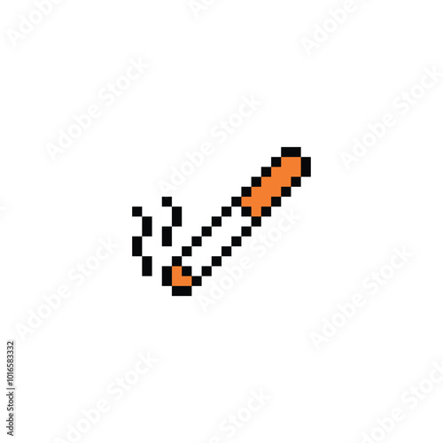 pixel cigarette icon. Vector pixel art smoke 8 bit game logo for company