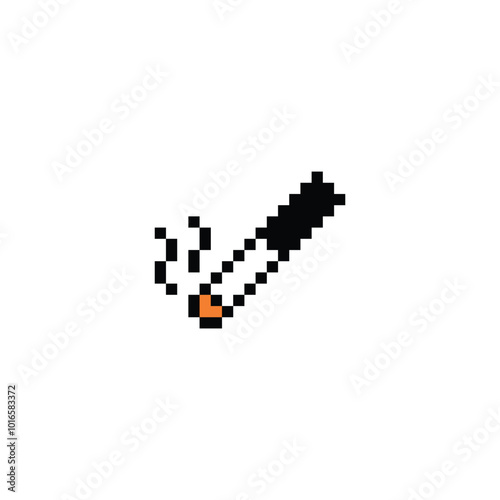 pixel cigarette icon. Vector pixel art smoke 8 bit game logo for company