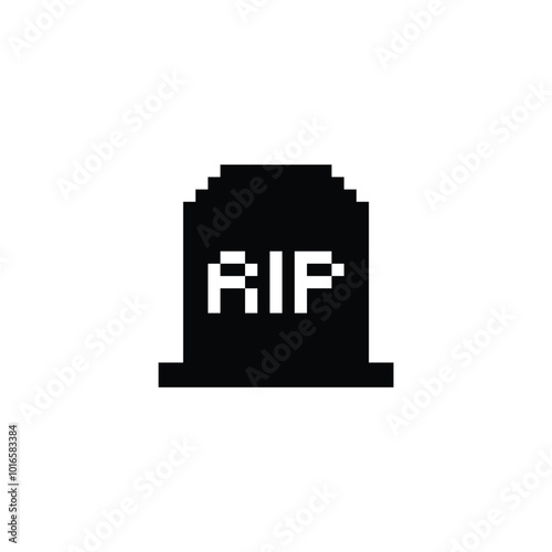 rip 8 bit icon grave cartoon Pixel art for game happy halloween