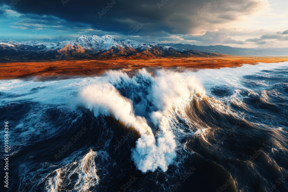 Fototapeta premium Coastal Saltwater Intrusion 3D Render Visualization